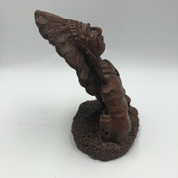 Vintage Red Mill Mfg Handcrafted Carved Indian Chief Figurine Native American - Picture 6 of 11